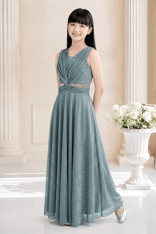 Girls Korean Twisted Knot Design Party Gown