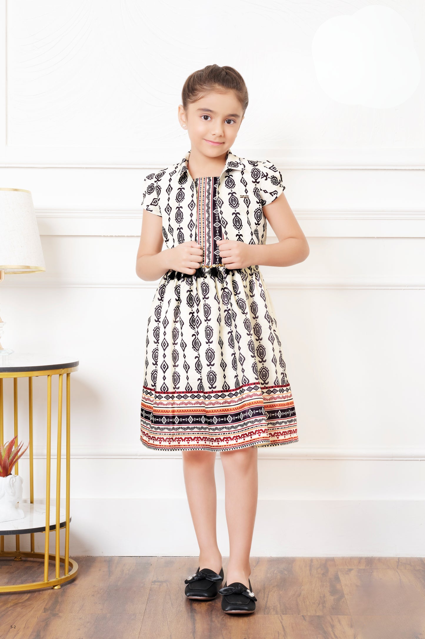 Tiny baby Cream Colour Cotten Frock with Shrug