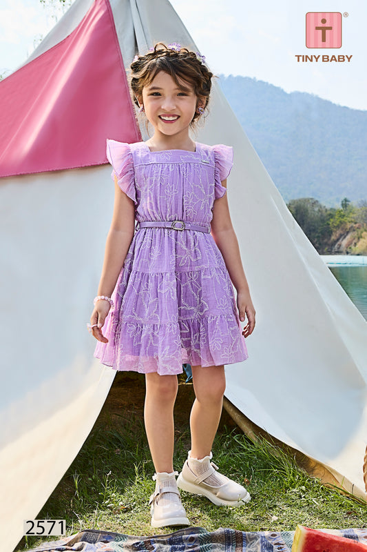 Girls Pista Color Sleevless Frock
