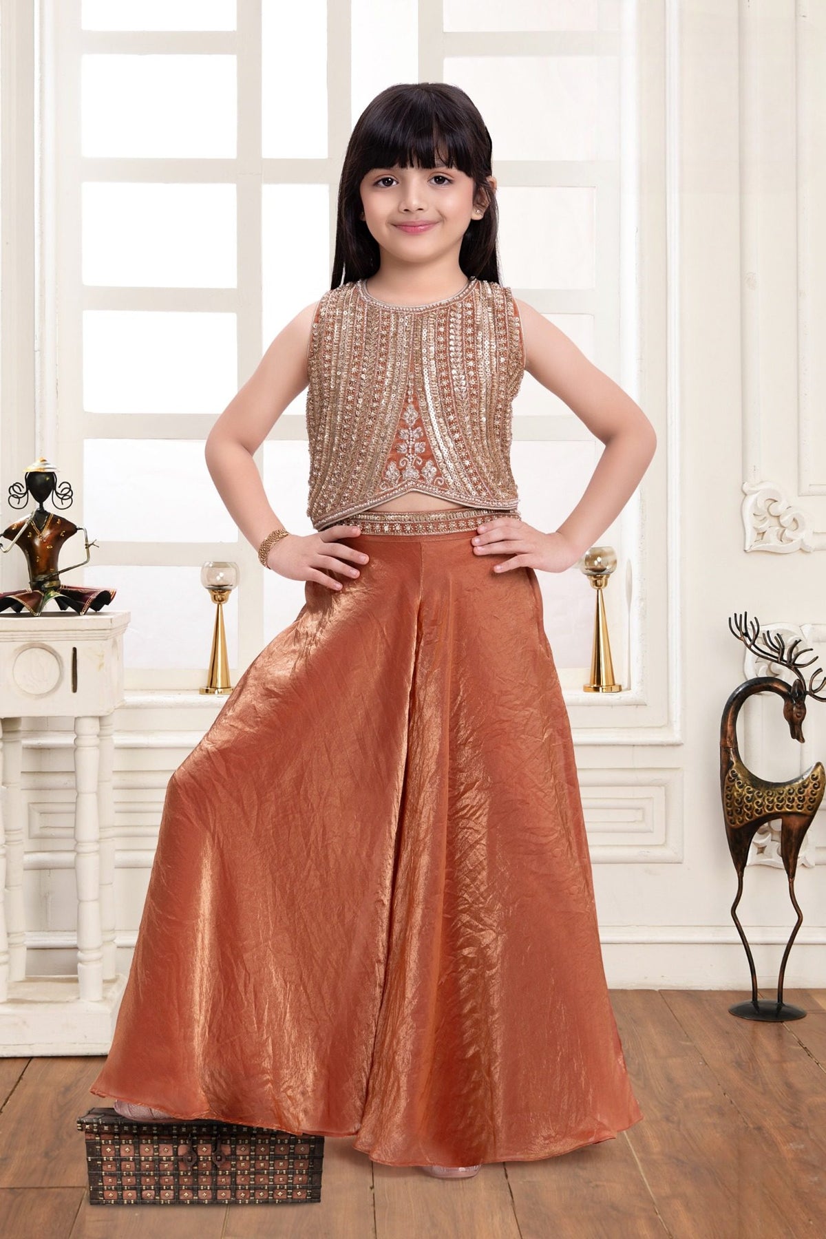 Girls Sequin Embellished Palazzo Set