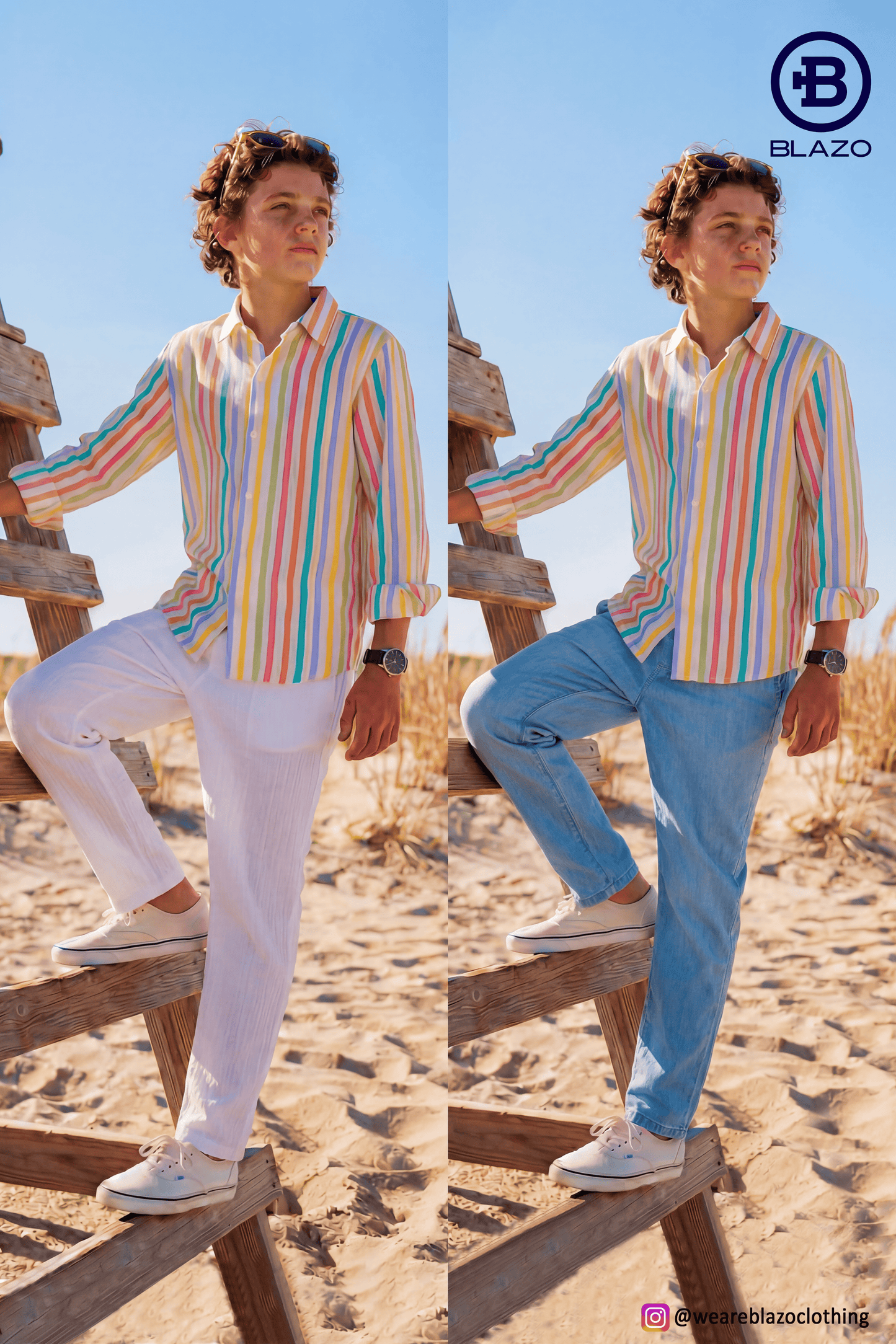 Boys Multi Colored Stripes Muslin Shirt