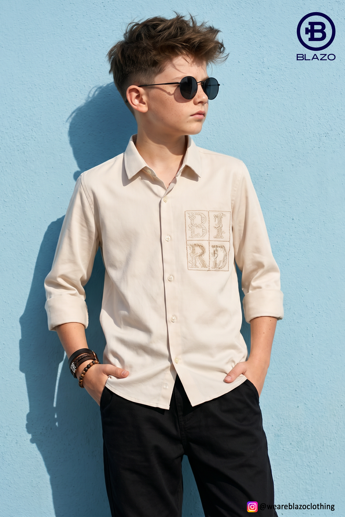 Boys Satin Embroidery Party Shirt