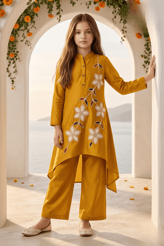 Girls Cotton Casual Kurti Set