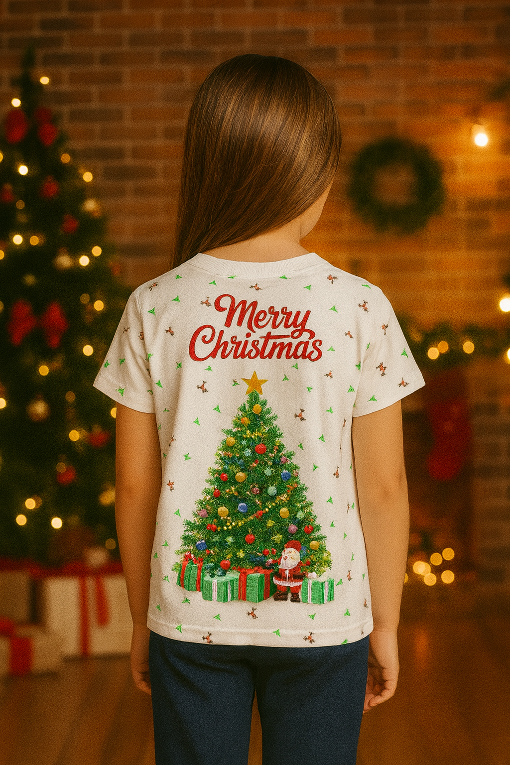 Santa White Digital Print T-Shirt