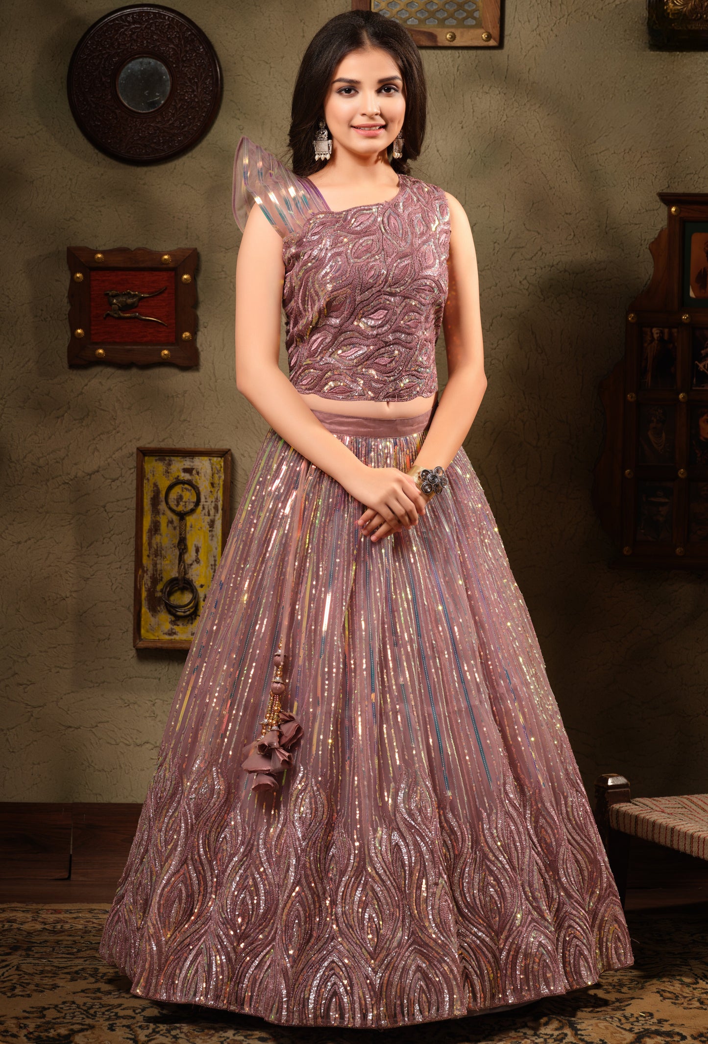 Fairy Wine Colour heavy Embriodery Designer Indowestern Choli