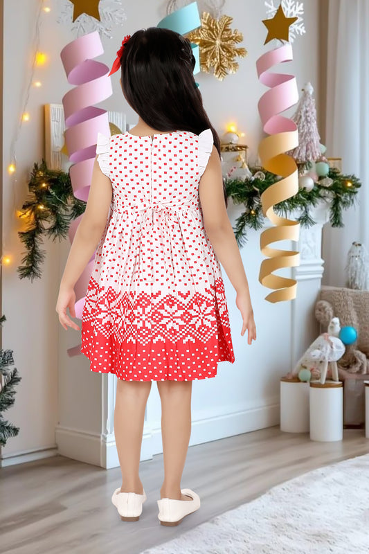 Santa Red Color Digital Print Frock