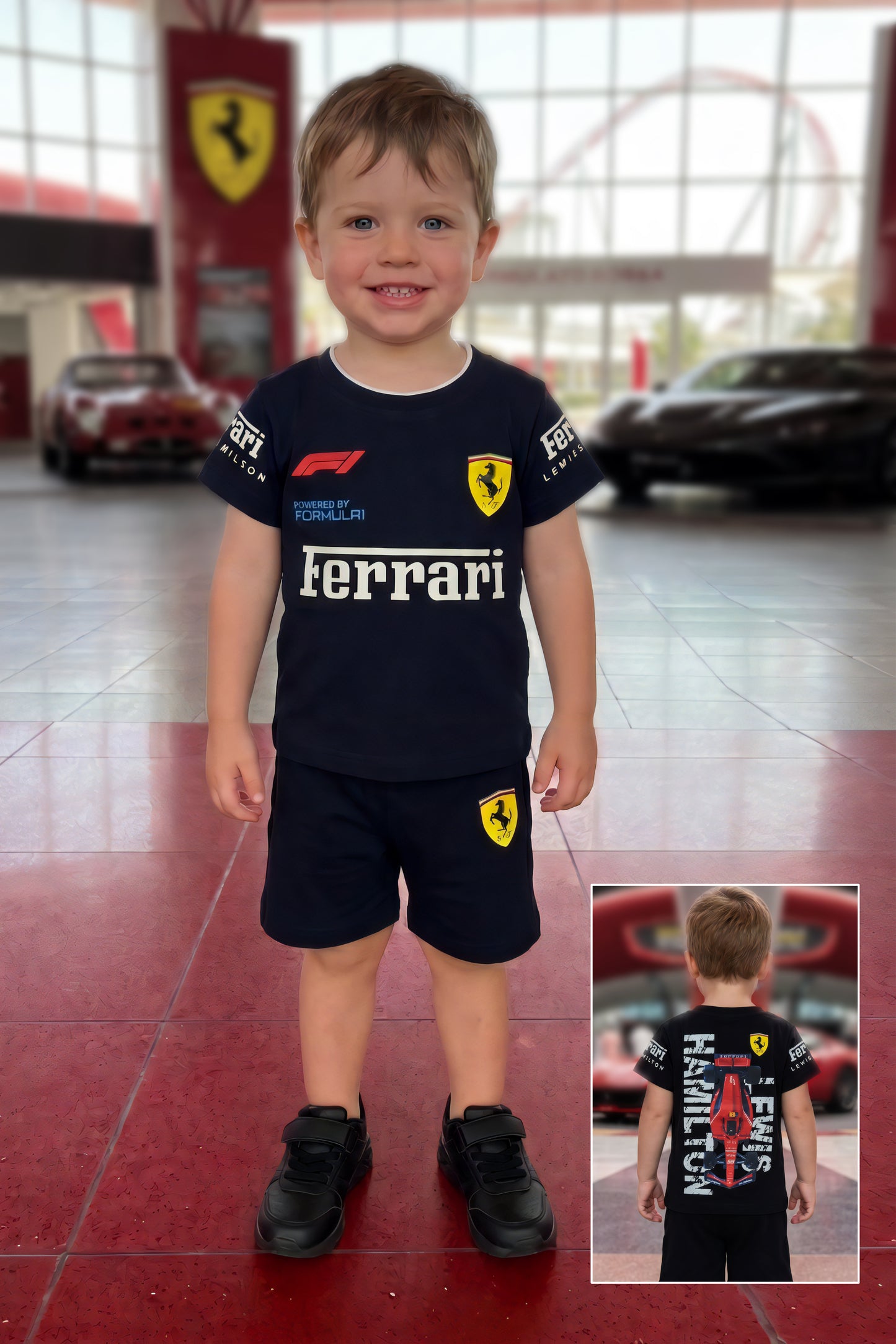 Boys Ferrari Black Color Co-Ord Set