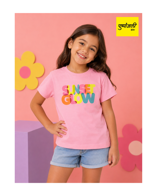 Girls Sunset Glow Printed Pink Top