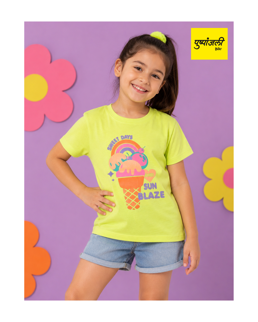 Girls Sweet Days Printed Yellow Top