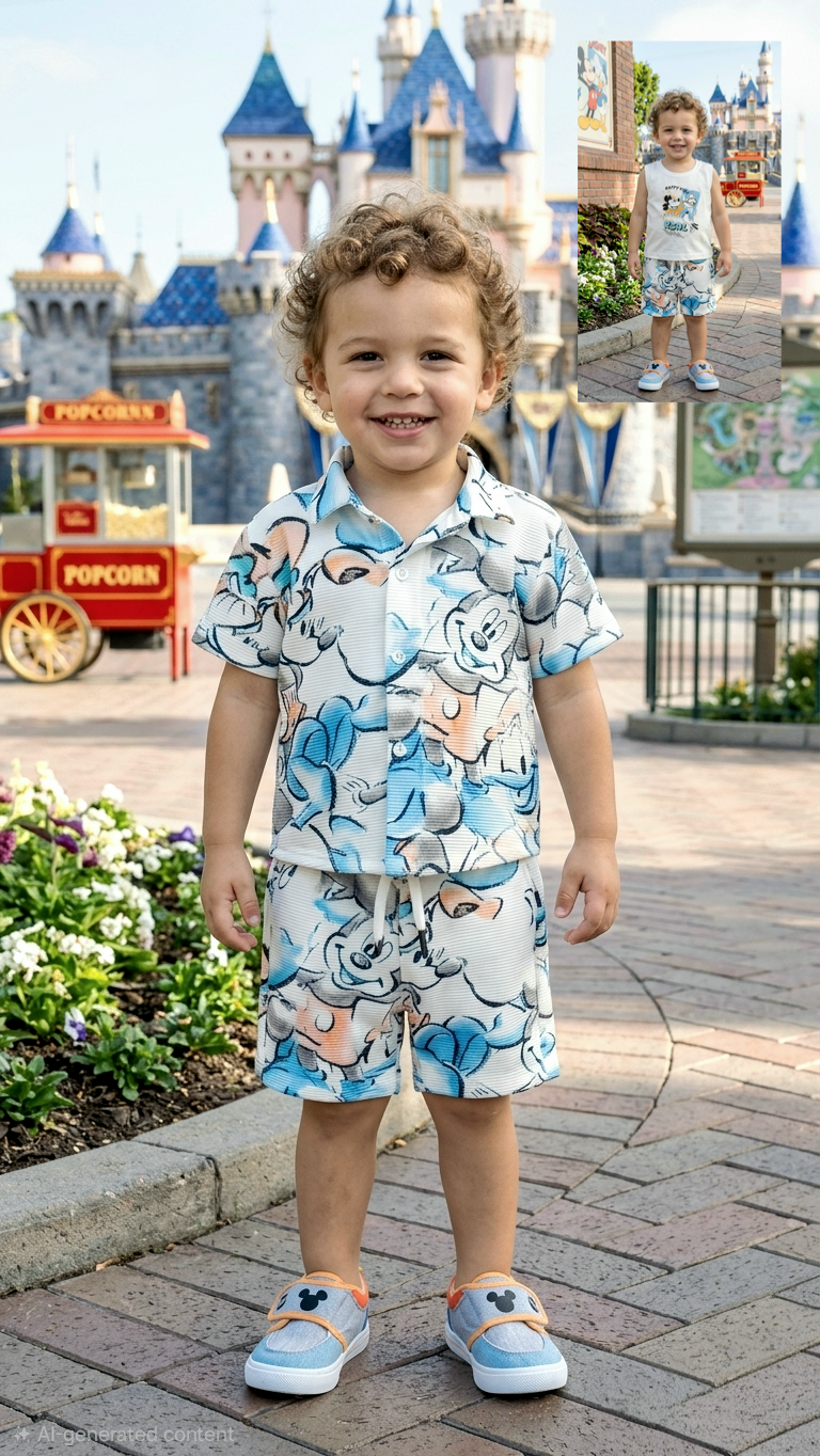 Boys Mickey Blue and White Co-ord Set