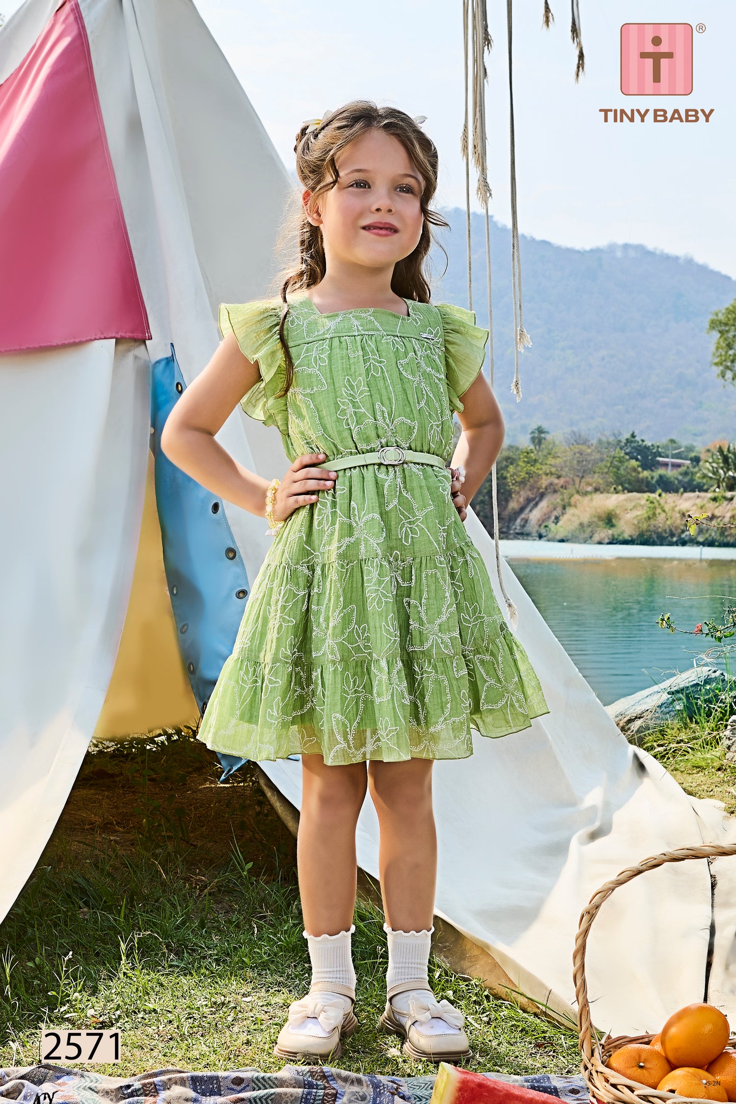 Girls Frill Sleeves Cotton Frock