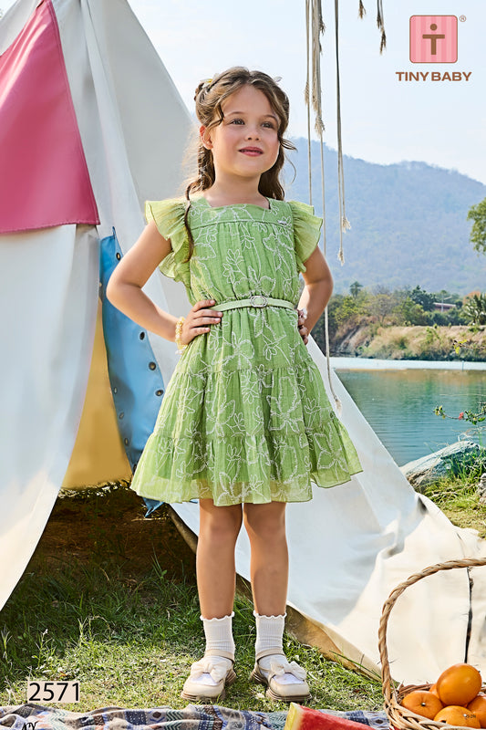 Girls Frill Sleeves Cotton Frock