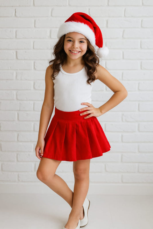 Girls Cotton Hosiery Casual Skirt with Attached Inner