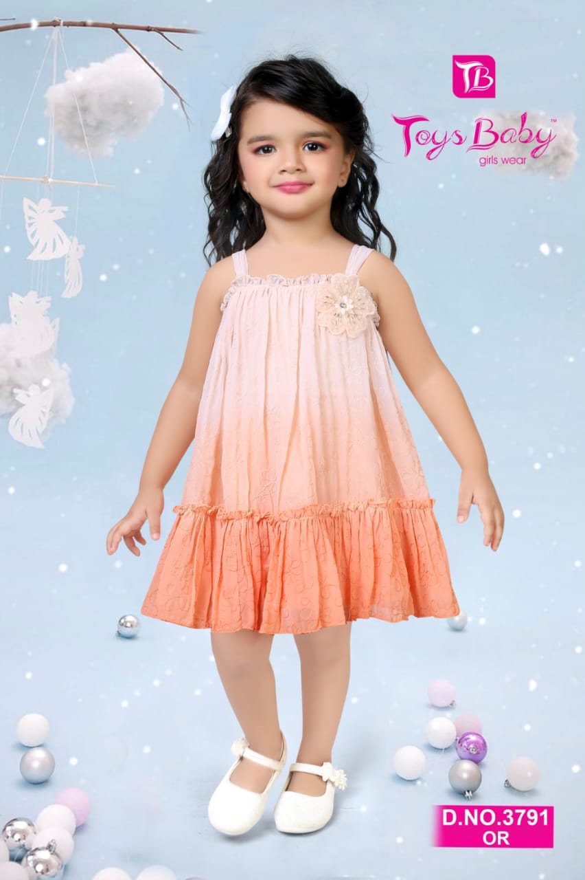 Girls Self Design Ombre Frock