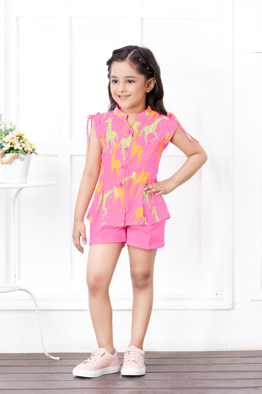 Tiny Baby Pink Colour Shorts Set