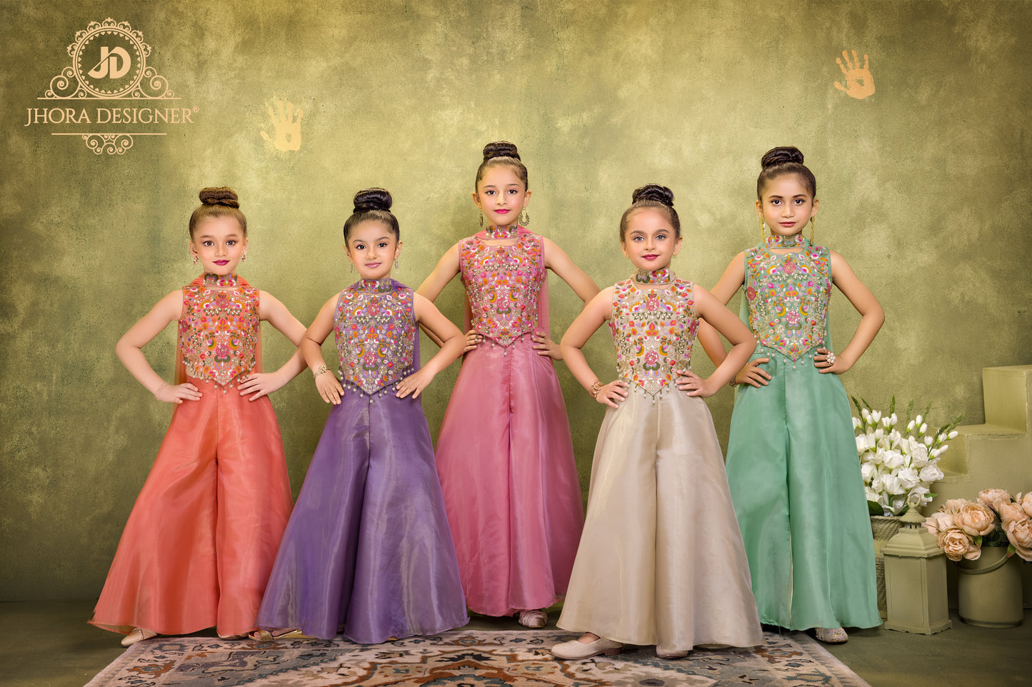 Tissue Organza Indo-Western Palazzo & Top set for Girls