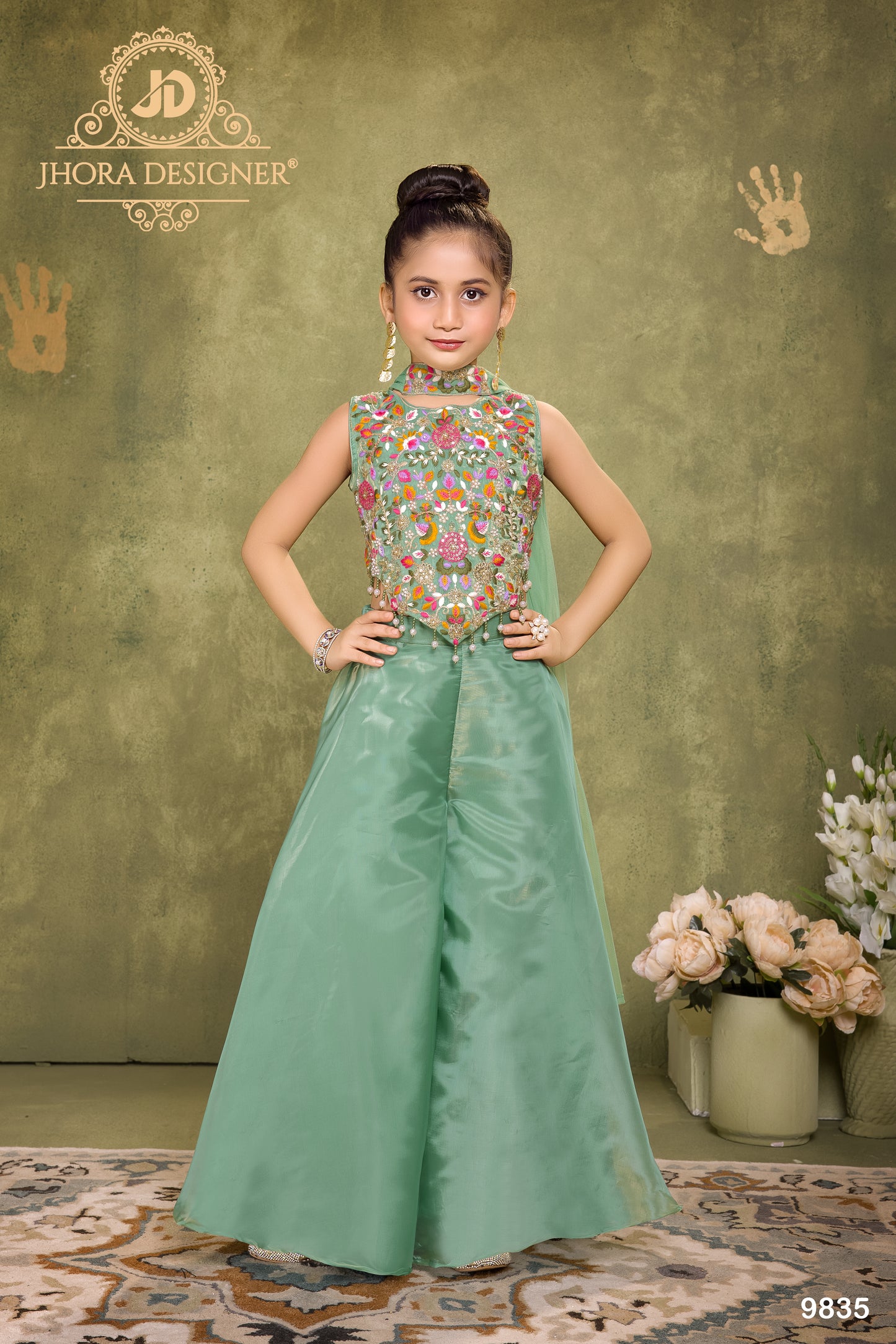 Tissue Organza Indo-Western Palazzo & Top set for Girls