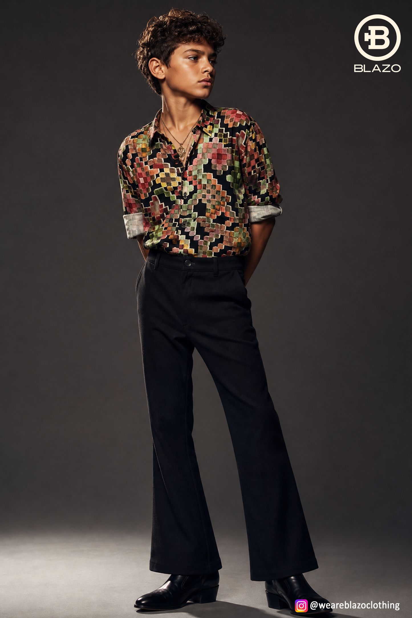 Boys Satin Party Wear Printed Shirt