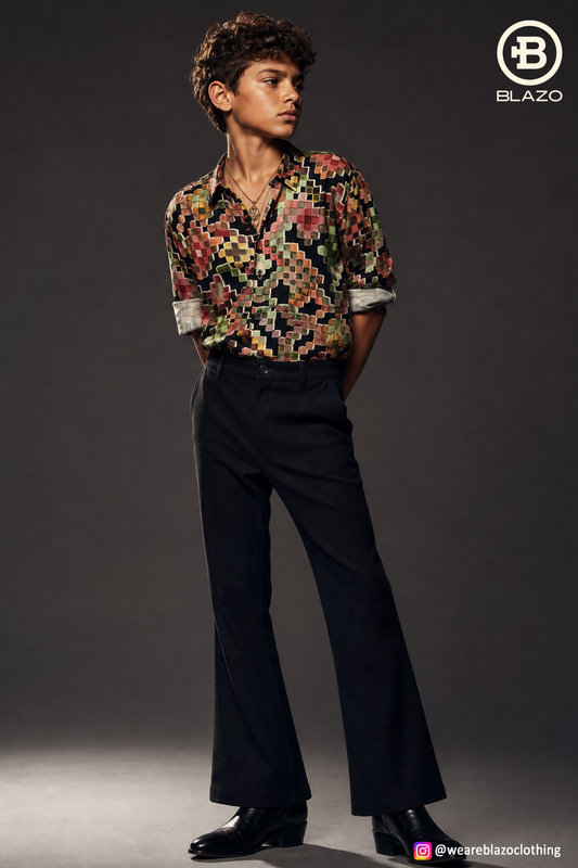 Boys Satin Party Wear Printed Shirt