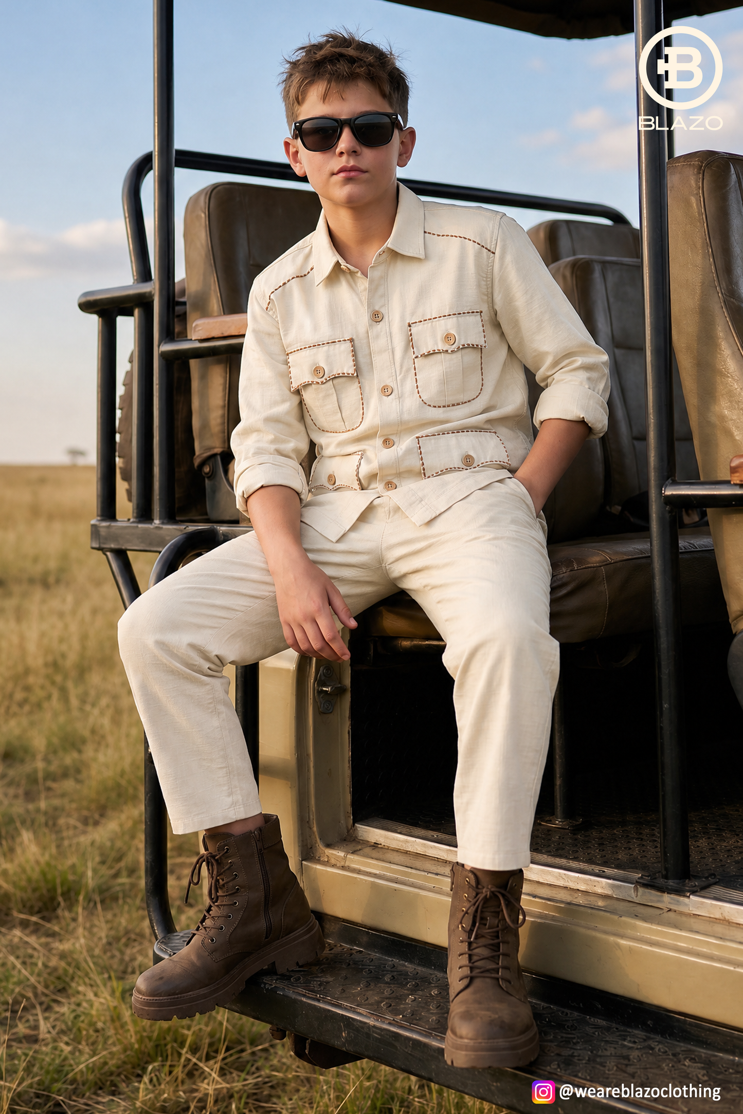 Boys Four Pockets Latest Linen Shirt