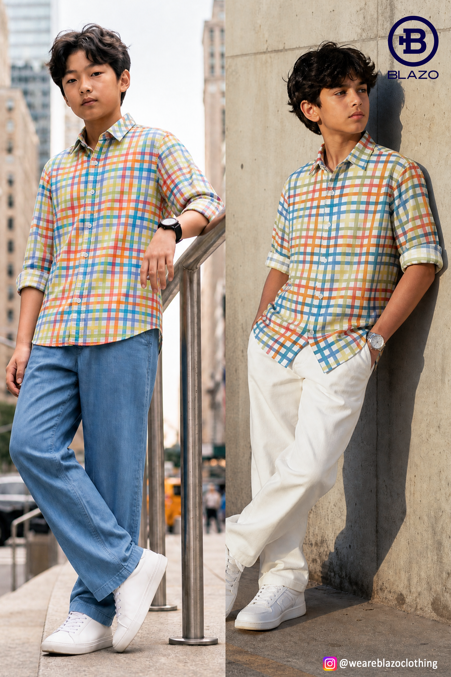 Boys Multi Colored Muslin Checks Shirt