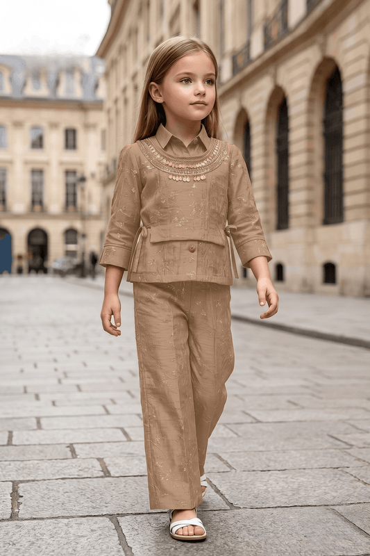 Girls Side Jacket Design Palazzo Set