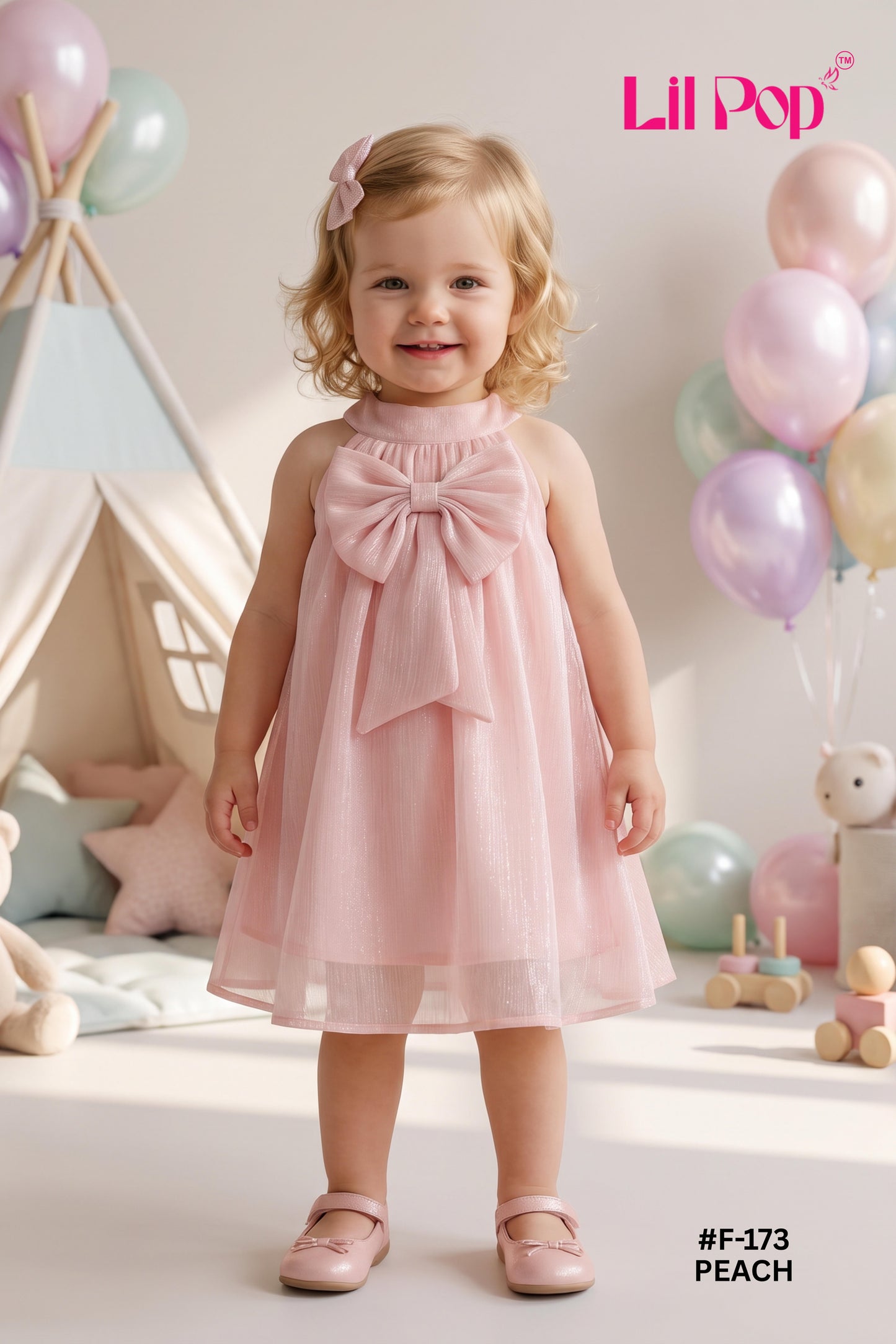 Girls Soft Tissue Bow Design Fancy Frock