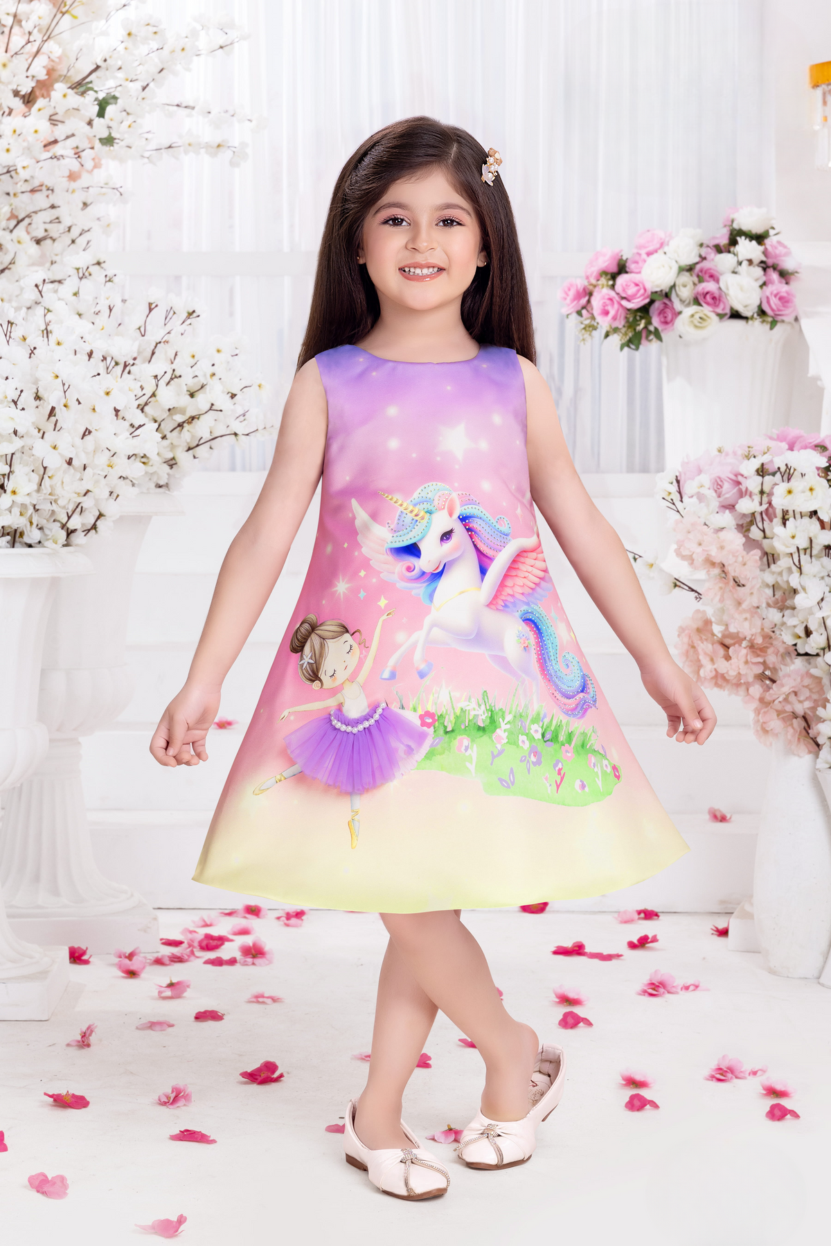 Girls Unicorn Digital Print Scuba Frock
