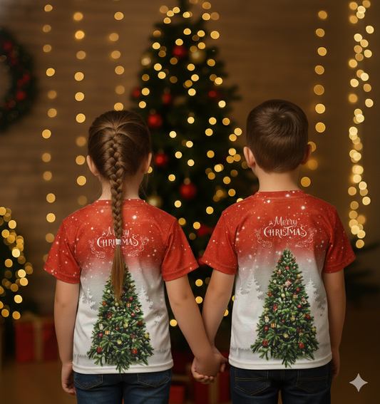 Santa Red Color Digital Print T-Shirt