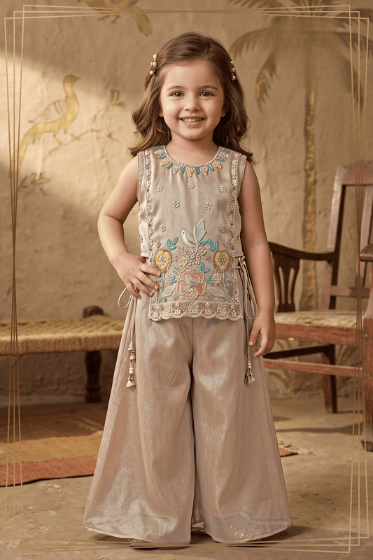 Girls Long Top Tissue Fabric Soft Palazzo Set