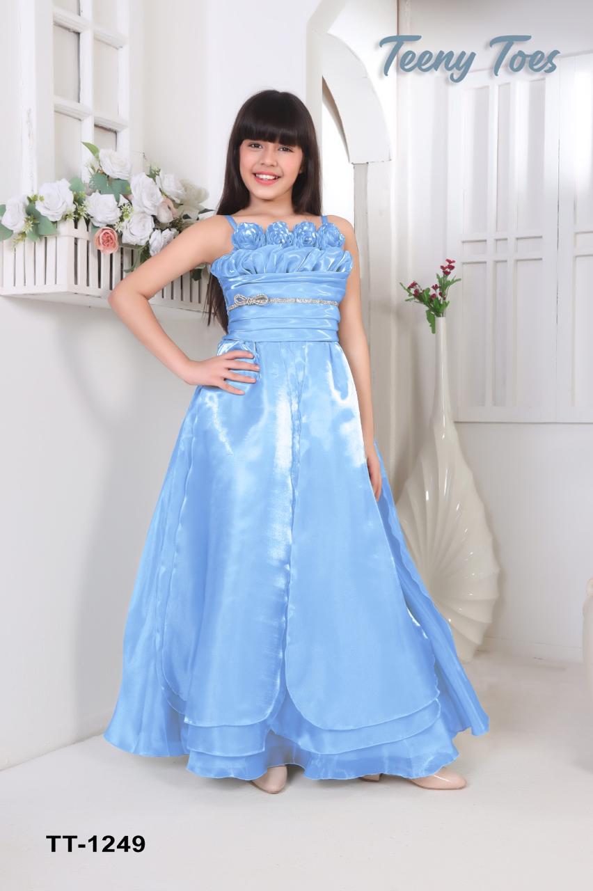 Girls Tissue Sky Blue Elsa Gown
