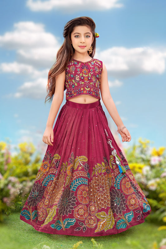 Era Vibrant Print+Handwork Silk Choli Set