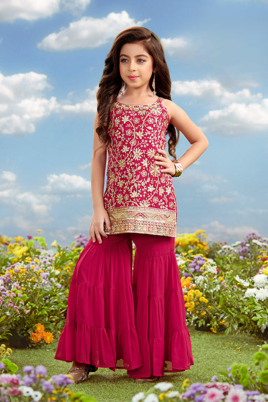 Era Rani Colour Golden Embroidery Sharara Set