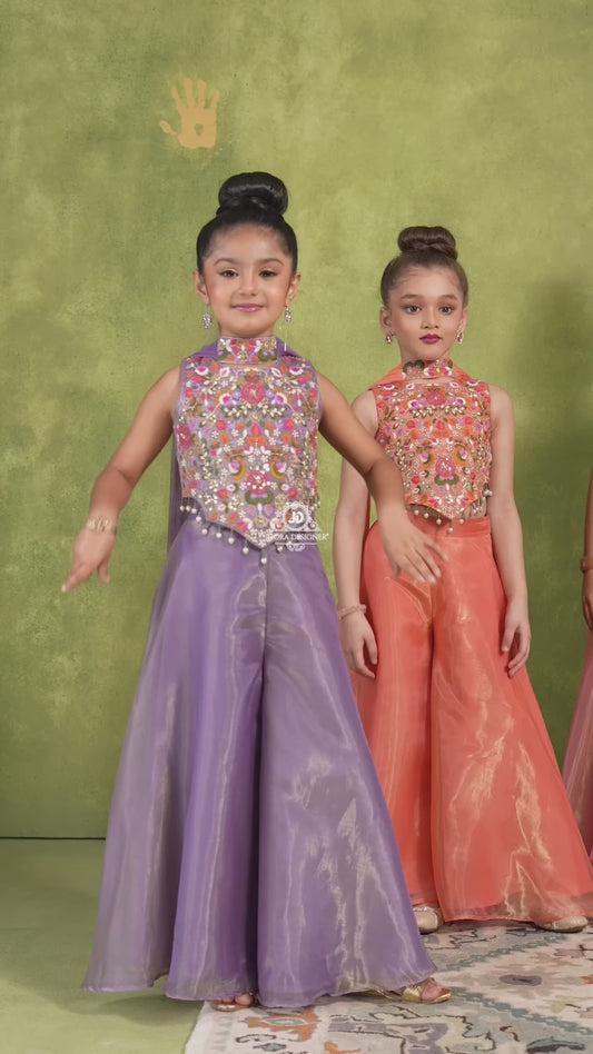 Tissue Organza Indo-Western Palazzo & Top set for Girls