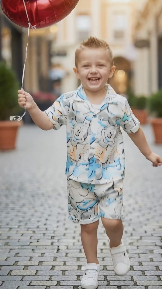 Boys Mickey Blue and White Co-ord Set